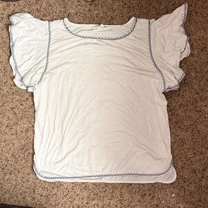 Women's White Top with Blue Trim